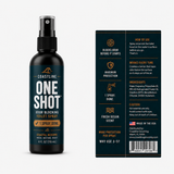 Coastline One Shot odor blocking toilet spray bottle and packaging on a white background
