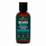 Travel Size Bottle of Coastline Beard Daily Hydrating Lotion on a white background
