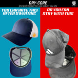 NO SWEAT, WATER RESISTANT OUTER, Fieldwar DRY-CORE Trucker Hats with adjustable back. Foam head band for superior comfort.