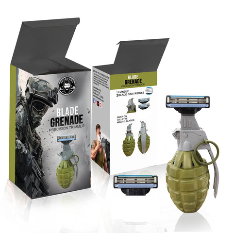 New grenade shaving razor for 3 blade razor cartridges. Comes with 2 cartridges. www.thebeardbro.com