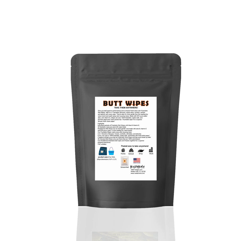 NEW! ONTHEGO Flushable Butt Wipes30 Pack Beard Bro LLC