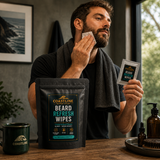 Coastline Mint Scented Beard Refresh Wipes. 20 travel packets. 