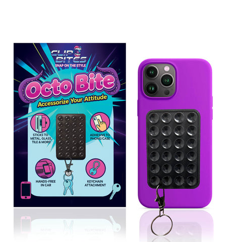 suction cup phone mount attaches to a mirror, glass, metal, with the Octo Bite keychain mount for hands-free video recording at the gym.