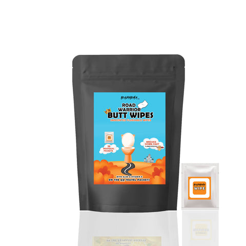 Unscented flushable butt wipes for travel. 30 individual packs . www.thebeardbro.com